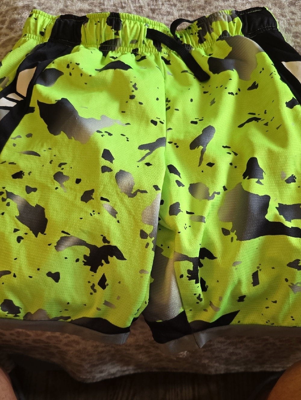 Russell Athletic Neon Yellow and Black Kids Athletic Shorts